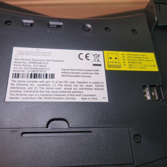 Perixx PERIBOARD-613 Wireless Ergonomic Compact Keyboard Bluetooth and 2.4GHz - Picture 3 of 10